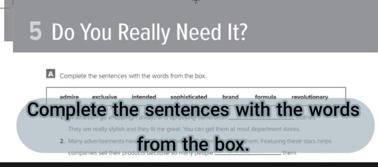 Complete the sentences with the words from the box.
