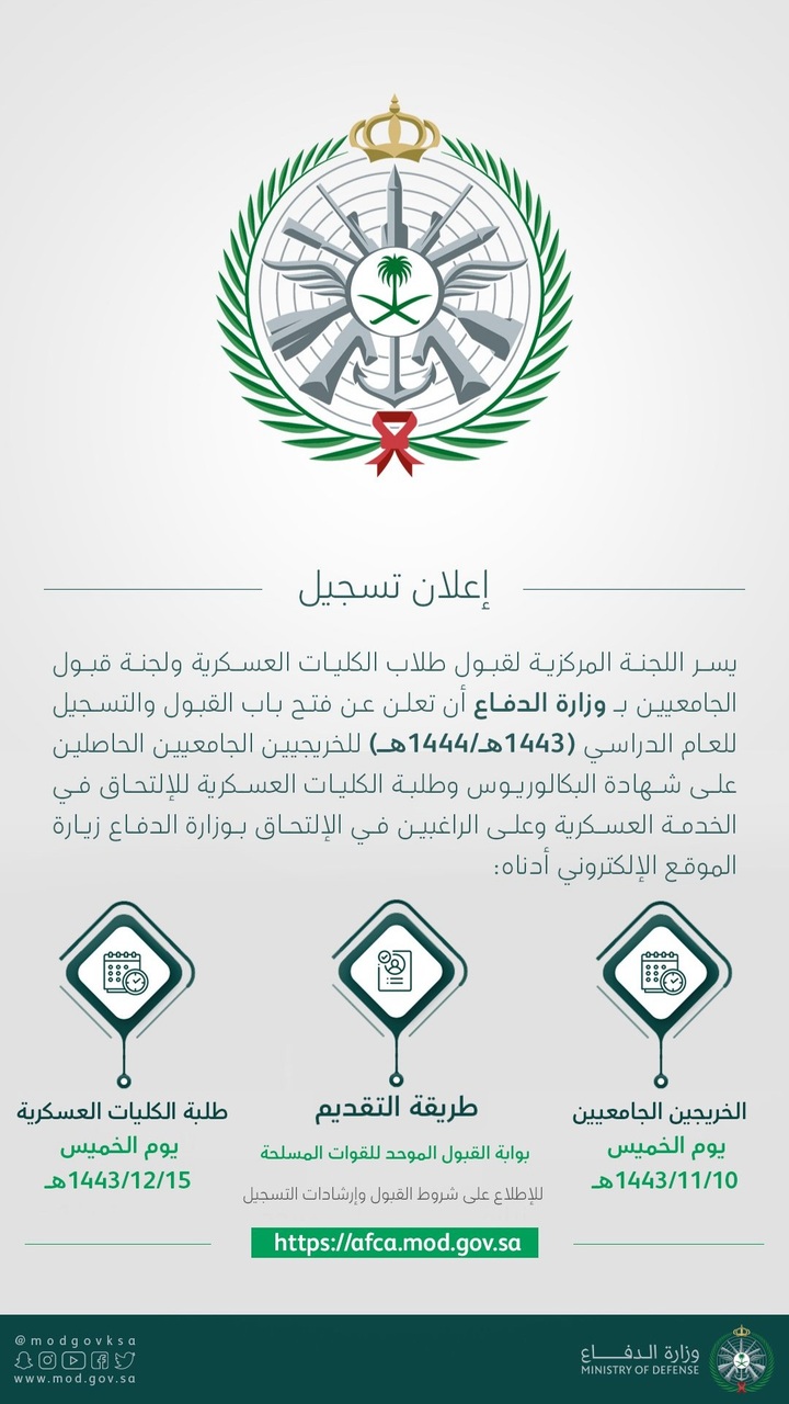 موقع وزارة الدفاع التجنيد الموحد واستعلام نتائج القبول الموحد رابط وزارة الدفاع 2 موقع وزارة الدفاع التجنيد الموحد